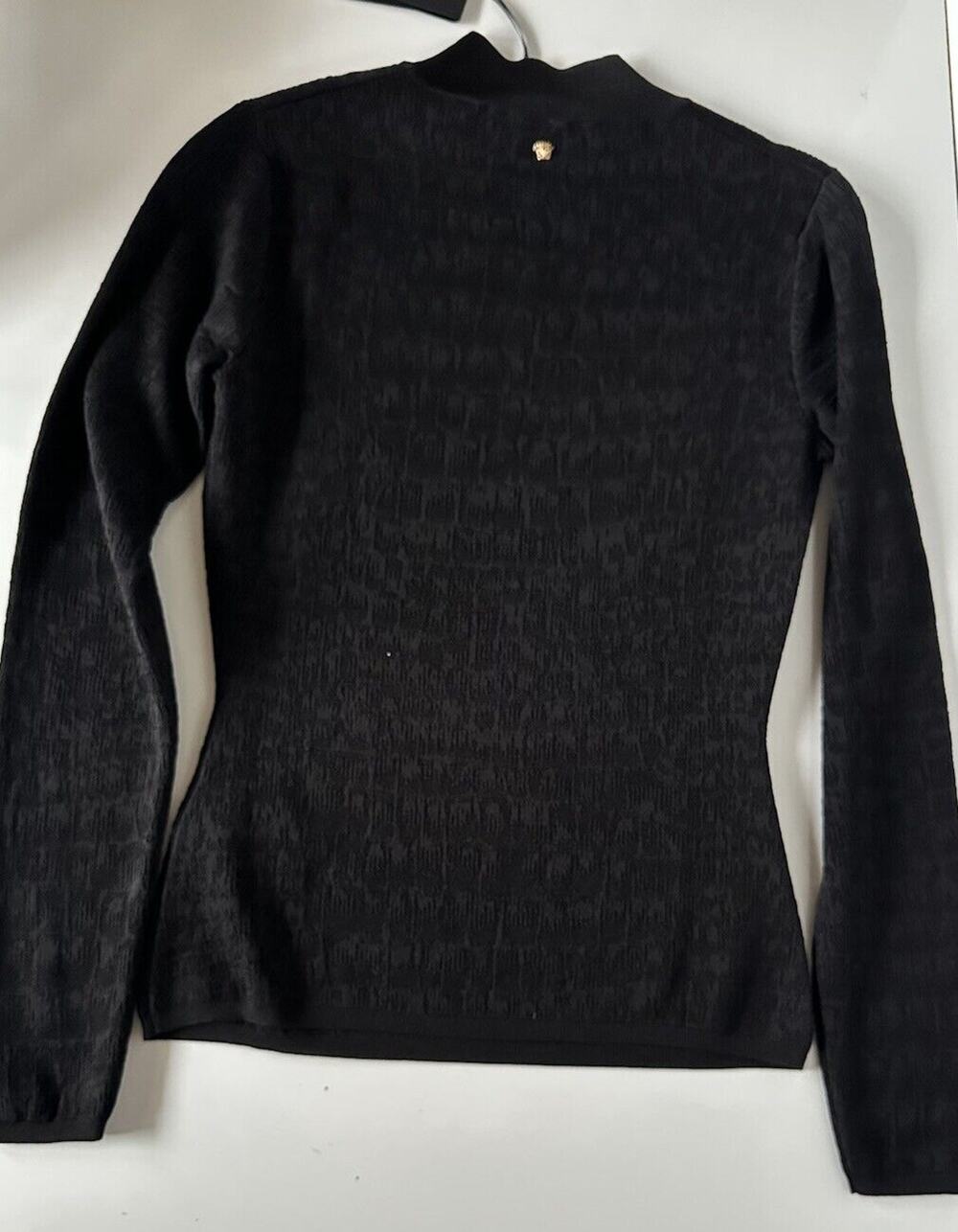 Versace Crocodile Texture Black Top Knit Sweater 10US 48 IT 1011299 NWT $1225
